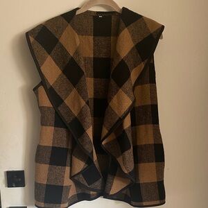 Black and Tan Checkered Women's Vest